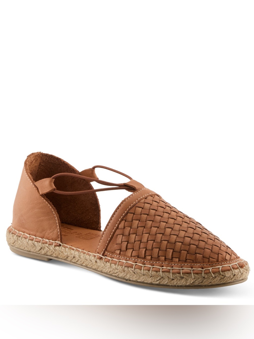NWOB! Spring Step CLOVAE Woven Leather Espadrille Flat, 37(7.5-7), CAMEL